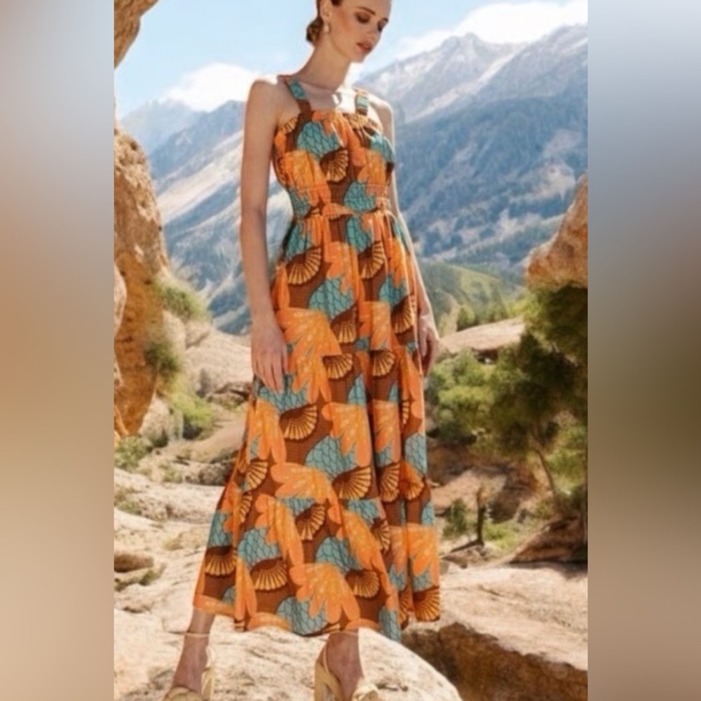 NWT Cleobella, Jolene Ankle Dress Multicolor Organic Cotton, Size XS. 30.